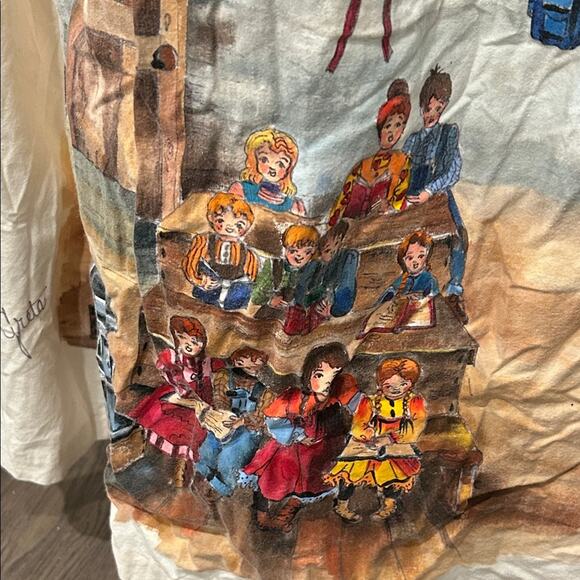 Vintage Apron Dress Schoolroom Class Teacher Greta Hand painted Size Large? - Picture 7 of 13